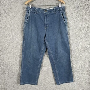 Carhartt Pants Mens 33x26 Blue Denim Utility Workwear Dungaree Fit Carpenter - Picture 1 of 23