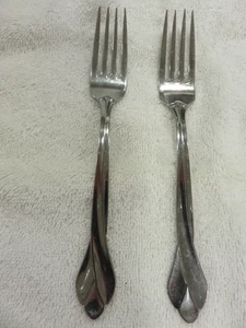 2 forchette posate ONEIDA Tribeca acciaio inox lucido posate LOOK - Foto 1 di 5