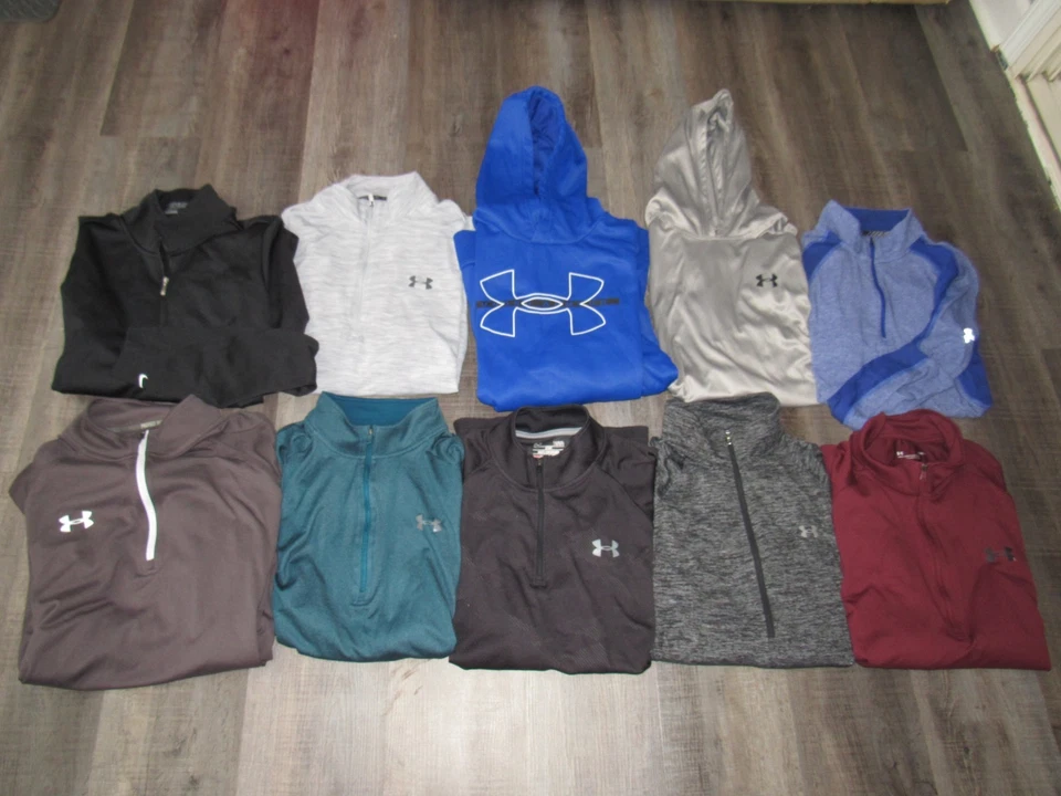All NIKE UNDER ARMOUR Men's Large Athletic Shirt Lot Of Zip Pullovers Hoodies - Image 1 of 4