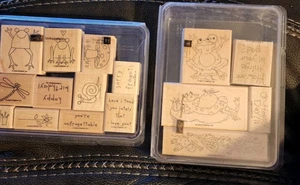 Stampin Up FROLICKING RANAS E INOLVIDABLE conjunto de DOS juegos de estampación montados en madera - Imagen 1 de 7