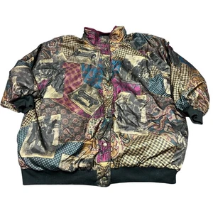 VINTAGE VTG 80s Be In The Current Seen Reversible AOP Bomber Jacket XXL - Picture 1 of 10