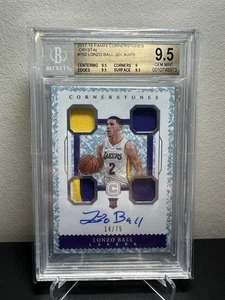 Lonzo Ball Crystal Rookie Patch Auto /75 BGS 9.5 2017-18 Panini Cornerstones - Picture 1 of 2