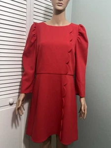 Shoshanna womens Brielle Puff Sleeve Dress Scalloped Accent Sz 10 Party - Picture 1 of 13