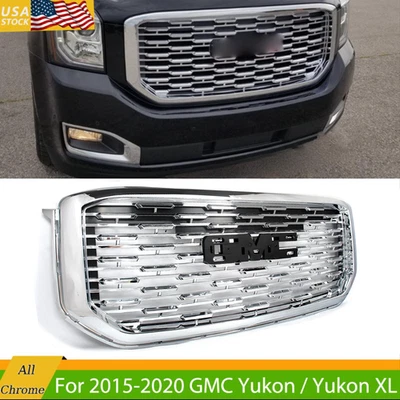 For GMC Yukon & Yukon XL 2015-2020 Denali Style Front Grille Assembly Chrome New Foto 1 de 4