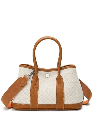 Сумка женская Tiffany & Fred Paris стеганая холщовая и кожаная с верхней ручкой коричневая - Изображение 1 из 3