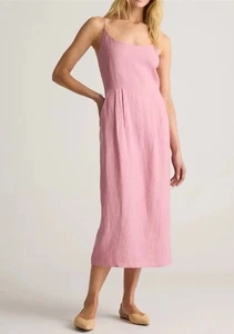 Quince 100% Organic European Linen Scoop Neck Midi Dress Mauve Mist Size Small - Picture 1 of 3