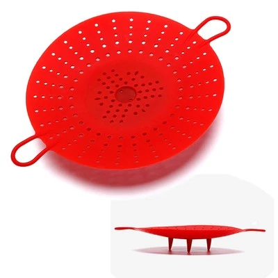 CUTEFLY Silicone Food Steamer Basket for Instant Pot, 8.5 In, Red