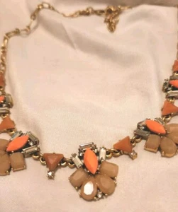 J. Crew Gold Tone Bib Collar Blush Pink Rhinestone Crystal Statement Necklace - Picture 1 of 11