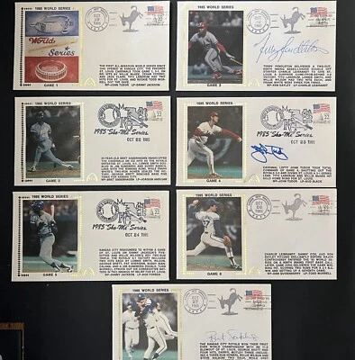 1985 WS Cardinals Royals Signed Saberhagen / Pendleton +1 Gateway Cachet Set (7) - Image 1 of 2