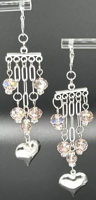 Brincos pendurados com lustre de coração rosa blush Aurora Boreal SWEET LOVE - Imagem 1 de 4