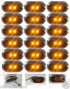 3.25" x 1.75" Amber LED Surface Mount Clearance Marker Light Chrome DOT 18pk - Picture 1 of 8