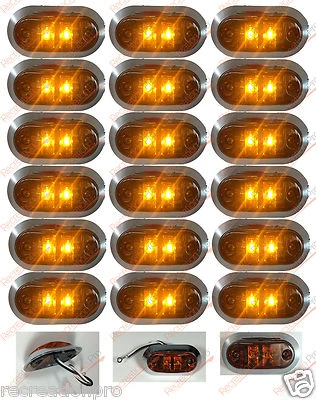 3.25" x 1.75" Amber LED Surface Mount Clearance Marker Light Chrome DOT 18pk - Image 1 of 4