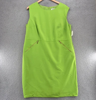 Kasper Dress Womens 18W Plus Green Sheath Zipper Accent Knee Length Stretch NWT - Image 1 of 4