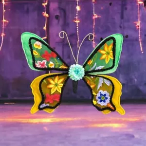 10.5" Day Of The Dead Green Butterfly Halloween Decor *SHIPS WITHIN 10 DAYS* - Picture 1 of 1