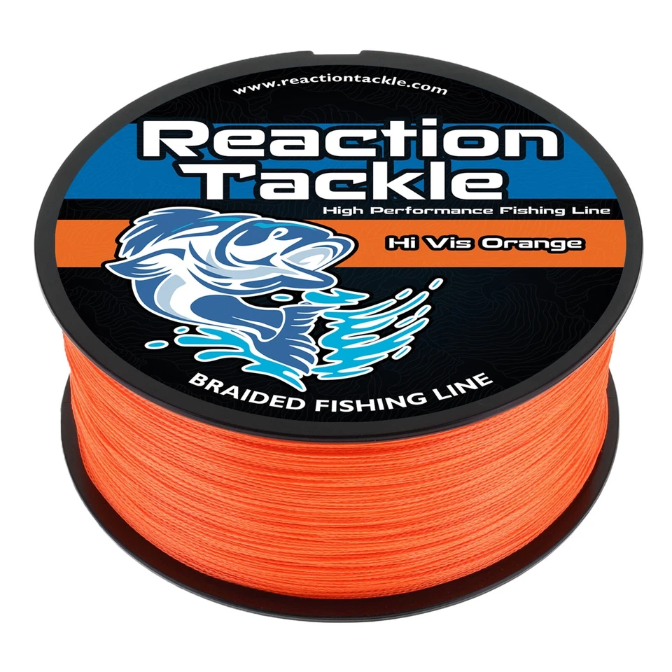 Reaction Tackle High Performance Braided Fishing Line / Braid - Hi Vis Orange - Image 1 of 4