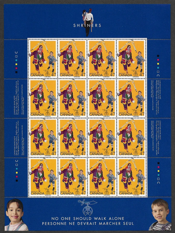 Canada Stamps - Full Pane of 16 - Shriners & Children's Hospitals #1917 - MNH - Image 1 of 1