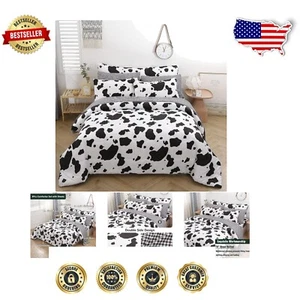 Modern Twin Cow Print Bedding Set - 8-Piece Comfort and Charm for Playful Rooms - Picture 1 of 9