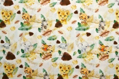 0,5m   Webware " Jungle-Tierbabys   ", ( 12,60 €/m), 145 cm breit ,Baumwolle - Bild 1 von 2