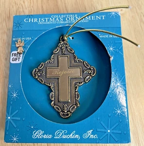 Gloria Duchin Cross Pendant Rejoice Ornament w Bonus Angel Pin Vintage USA 2003 - Picture 1 of 6