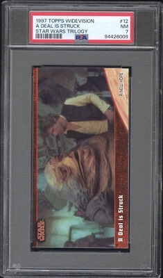 1997 TOPPS WIDEVISION STAR WARS TRILOGY 12 A DEAL IS STRUCK PSA 7 POP 1 HAN SOLO - Image 1 of 4