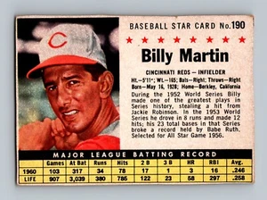 1961 Post #190 Billy Martin Vintage Baseball Card (D4) - Picture 1 of 2