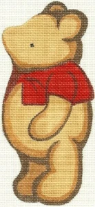 Needlepoint Handpainted Winnie the Pooh Christmas Ornament Silver Needle 3x7 - Picture 1 of 4