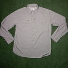 Poncho Fishing Shirt Regular Fit Gray Long Sleeve Button Up (Mens Medium)