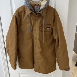 Original Dickies Herren Flex Tan Canvas Hemd Jacke mit Sherpa Kapuze Gr. M - Bild 1 von 12