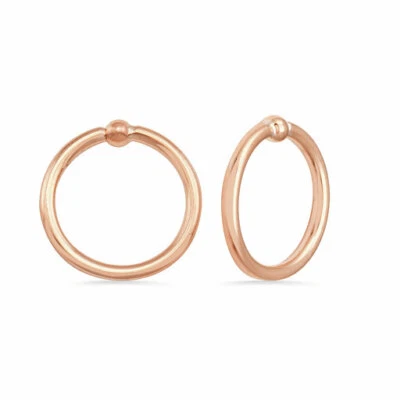 14k Solid Gold Seamless Ring Hoop Daith Helix Tragus Conch with 2mm Fixed Ball - Image 1 of 3