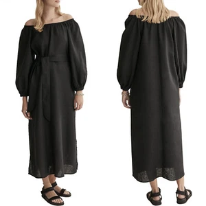 Country Road Women's Dress Linen Maxi Black 60254927 Size 8 NWT - Picture 1 of 8