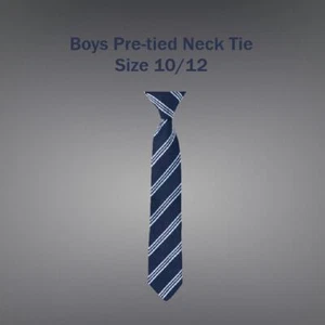 Boys Pre-tied Blue Striped Uniform Tie Size 10/12 - Picture 1 of 4
