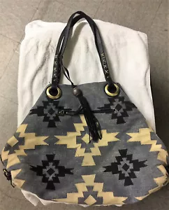 Handtasche Lucky Brand Canvas Boho groß Tasche bestickt Indianer Muster Beuteltasche - Bild 1 von 9