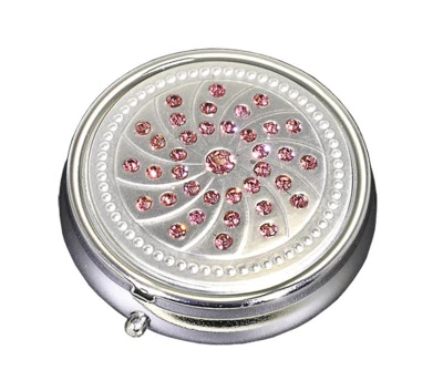 Pink Gems Small Daily Medication Pill Box Organizer Case for Pocket Purse Travel - Image 1 of 4