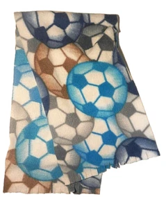 Womens Scarf Soccer Ball Pattern Acrylic Fleece Soft Warm Cowl New Handmade - Picture 1 of 12