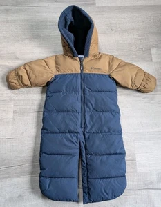 Columbia Baby 6-12 Month Insulated Bunting Snowsuit Convertible Hooded Blue Gold - Picture 1 of 8