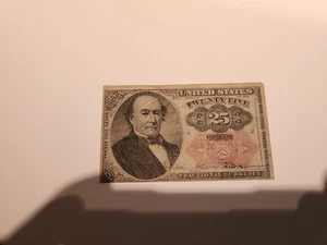 1874 25C ROBERT WALKER TWENTY FIVE CENTS FRACTIONAL US PAPER CURRENCY SMALL NOTE - Picture 1 of 7