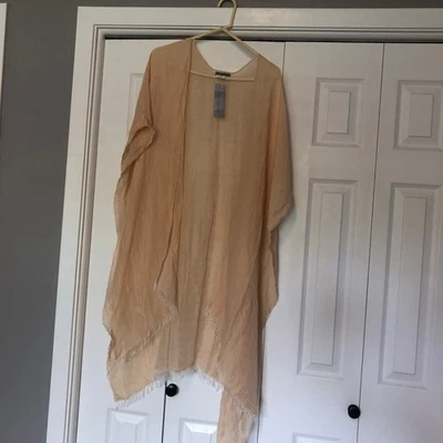 Новый с Ярлыками Lancioni 1973 льняной смеси бахрома шаль женщин один размер богемное пляжный - Изображение 1 из 4