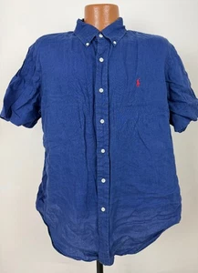 Ralph Lauren Shirt Men XL Linen Minimal Blue Button Down Outdoors Casual Preppy - Picture 1 of 12