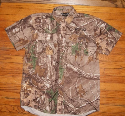 Realtree Xtra Camo Vented Mens M Button Short Sleeve Shirt Hunting Real Tree - Image 1 of 4