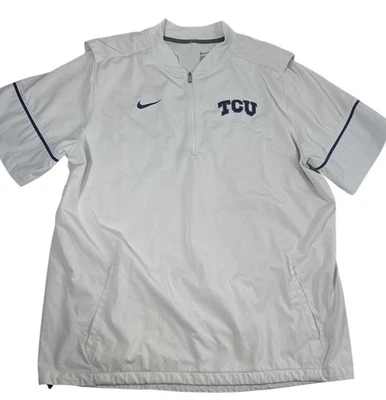 TCU Horned Frogs Nike Pullover Men’s Xxl White Short Sleeve Half Zip Coach Shirt - Image 1 of 4