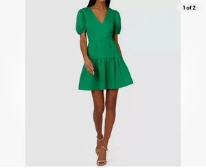Adrianna by Adrianna Papell Women Green Side Tie Surplice Dress Size 12 - Picture 1 of 2