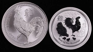 2017 Year of the Rooster Australia 50C 1/2 oz & Provident 1 oz .999 Silver Set - Picture 1 of 2