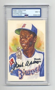 MINT 9  HANK AARON  AUTOGRAPHED PEREZ STEELE POST CARD - PSA/DNA SLABBED - Picture 1 of 1