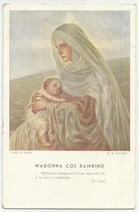 CARTOLINA RELIGIOSA MADONNA COL BAMBINO G B GALIZZI FORMATO PICCOLO - Picture 1 of 1