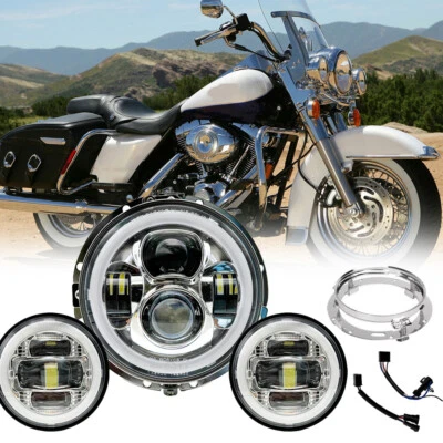 7Inch 84W LED Headlights 4.5Inch 60W Fog Light Passing Lamp for Harley Davidson - Image 1 of 4