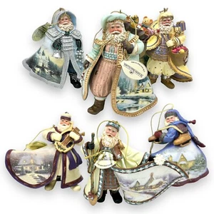 (6) VTG 2003 Thomas Kinkade Old World Santa Ornament Set #3 & #6 - Picture 1 of 18