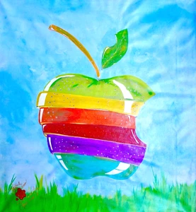 Apple Mac Computer ORIGINAL Painting "Apple 3000 I" Large Canvas COA 2000 UNIQUE - Picture 1 of 12