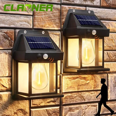 2x LED Solarleuchte für Außen Wandlampe mit Bewegungsmelder Gartenlampe Laternen - Bild 1 von 4