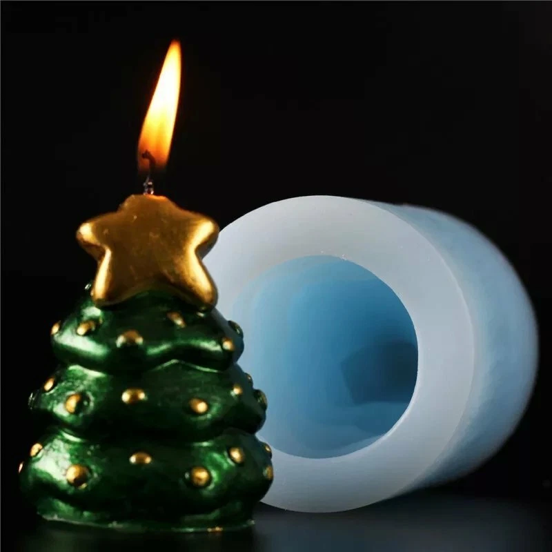 Moule Silicone Sapin Noël 3D Boules étoile pour Bougie Pâte Polymère Fimo Plâtre - Photo 1/4