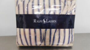 Vintage Ralph Lauren Bed Skirt Blue Stripe Ryan-Twin or Full Size 1990 Cotton